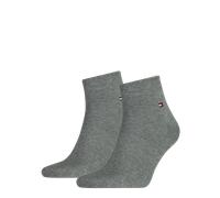 Kurzsocken TOMMY HILFIGER "TH MEN QUARTER", Herren, Gr. 43-46, grau (middle grau melange), Baumwollmischung, normal, Socken, weicher, elastischer Rippenbund, klassisches Tommy Hilfiger Logo (73061767-