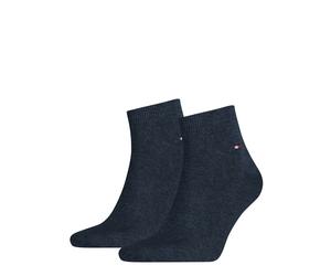 Kurzsocken TOMMY HILFIGER "TH MEN QUARTER", Herren, Gr. 43-46, jeans, Baumwollmischung, normal, Socken, weicher, elastischer Rippenbund, klassisches Tommy Hilfiger Logo (90056664-43) jeans
