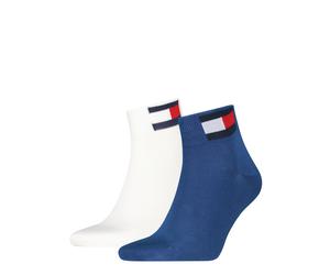 Kurzsocken TOMMY HILFIGER "TH UNI TJ QUARTER 2P FLAG", Damen, Gr. 39-42, blau, Baumwollmischung, Socken, Verstärkte Ferse und Spitze für zusätzliche Strapazierfähigkeit (81787646-39) blau