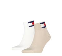 Kurzsocken TOMMY HILFIGER "TH UNI TJ QUARTER 2P FLAG", Damen, Gr. 39-42, sand, Baumwollmischung, Socken, Verstärkte Ferse und Spitze für zusätzliche Strapazierfähigkeit (22369524-39) sand