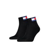 Kurzsocken TOMMY HILFIGER "TH UNI TJ QUARTER 2P FLAG", Damen, Gr. 39-42, schwarz, Baumwollmischung, Socken, Verstärkte Ferse und Spitze für zusätzliche Strapazierfähigkeit (78621245-39) schwarz