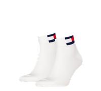 Kurzsocken TOMMY HILFIGER "TH UNI TJ QUARTER 2P FLAG", Damen, Gr. 39-42, weiß, Baumwollmischung, Socken, Verstärkte Ferse und Spitze für zusätzliche Strapazierfähigkeit (92384862-39) weiß