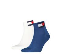 Kurzsocken TOMMY HILFIGER "TH UNI TJ QUARTER 2P FLAG", Damen, Gr. 43-46, blau, Baumwollmischung, Socken, Verstärkte Ferse und Spitze für zusätzliche Strapazierfähigkeit (81787646-43) blau