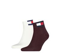 Kurzsocken TOMMY HILFIGER "TH UNI TJ QUARTER 2P FLAG", Damen, Gr. 43-46, braun (deep rouge), Baumwollmischung, Socken, Verstärkte Ferse und Spitze für zusätzliche Strapazierfähigkeit (78942504-43) dee