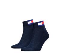 Kurzsocken TOMMY HILFIGER "TH UNI TJ QUARTER 2P FLAG", Damen, Gr. 43-46, blau (schwarz navy), Baumwollmischung, Socken Kurzsocken, Verstärkte Ferse und Spitze für zusätzliche Strapazierfähigkeit (5563