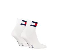 Kurzsocken TOMMY HILFIGER "TH UNI TJ QUARTER 2P FLAG", Herren, Gr. 43-46, weiß, Baumwollmischung, Socken, Verstärkte Ferse und Spitze für zusätzliche Strapazierfähigkeit (92384862-43) weiß
