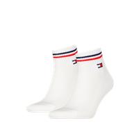 Tommy Hilfiger Unisex Quarter Socken im Retro Design knöchelhoch 2-er Pack, Farbe:Weiss, Socken & Strümpfe:35-38