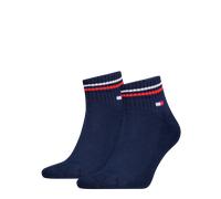 Tommy Hilfiger Unisex Quarter Socken im Retro Design knöchelhoch 2-er Pack, Farbe:Dark Navy, Socken & Strümpfe:43-46