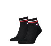 Tommy Hilfiger Unisex Quarter Socken im Retro Design knöchelhoch 6-er Pack, Farbe:Schwarz, Socken & Strümpfe:35-38