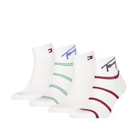 Kurzsocken TOMMY HILFIGER "TH UNI TJ QUARTER 4P BRETON STRIPE ECOM", Herren, Gr. 39-42, weiß (rot, weiß, gelb), Obermaterial: 74% Baumwolle, 24% Polyamid, 2% Elasthan, Socken (54659132-39) rot, weiß,