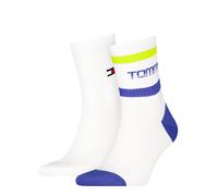 Kurzsocken TOMMY HILFIGER "TH UNI TJ SHORT SOCK 2P STRIPE MOTION", Herren, Gr. 39-42, weiß, gelb, Obermaterial: 72% Baumwolle, 27% Polyamid, 1% Elasthan, Socken (38445244-39) weiß, gelb