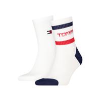 Kurzsocken TOMMY HILFIGER "TH UNI TJ SHORT SOCK 2P STRIPE MOTION", Herren, Gr. 39-42, weiß, rot, Obermaterial: 72% Baumwolle, 27% Polyamid, 1% Elasthan, Socken (30547635-39) weiß, rot