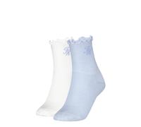 Kurzsocken TOMMY HILFIGER "TH WOMEN SHORT SOCK 2P REFINED MONOGRAM", Damen, Gr. 35-38, light blau, Obermaterial: 59% Baumwolle, 38% Polyamid, 3% Elasthan, Socken (78021800-35) light blau