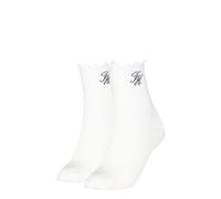 Kurzsocken TOMMY HILFIGER "TH WOMEN SHORT SOCK 2P REFINED MONOGRAM", Damen, Gr. 35-38, weiß, Obermaterial: 59% Baumwolle, 38% Polyamid, 3% Elasthan, Socken (69283310-35) weiß