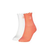 Kurzsocken TOMMY HILFIGER "TH WOMEN SHORT SOCK 2P REFINED MONOGRAM", Damen, Gr. 35-38, coral, Obermaterial: 59% Baumwolle, 38% Polyamid, 3% Elasthan, Socken (68799224-35) coral