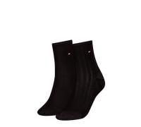 Kurzsocken TOMMY HILFIGER "TH WOMEN SHORT SOCK 2P SHINE", Damen, Gr. 39-42, schwarz, Materialmix, unifarben, Socken, mit feinem Rippendetail (71738865-39) schwarz