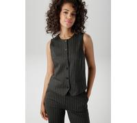 Kurzweste ANISTON CASUAL, Damen, Gr. 36, anthrazit, melliert, hellgrau, Jersey, Obermaterial: 75% Polyester, 25% Viskose, Jacquardmuster, Nadelstreifen, gemustert, figurbetont taillenbedeckt, V-Aussch