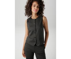 Kurzweste ANISTON CASUAL, Damen, Gr. 36, anthrazit, melliert, hellgrau, Jersey, Obermaterial: 75% Polyester, 25% Viskose, Jacquardmuster, Nadelstreifen, gemustert, figurbetont taillenbedeckt, V-Aussch