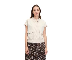 Kurzweste BETTY & CO "Damen mit Kragen", Damen, Gr. 40, grau, Obermaterial: 61% Baumwolle, 34% Polyester, 5% Elasthan, lässig geschnitten normal, Westen, Material (93001643-40) grau