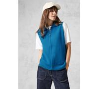 Kurzweste CECIL Gr. S (38), blau (dynamic aqua melange), Damen, Web, 37% Baumwolle, 34% Polyacryl, 26% Polyester, 3% Elasthan, unifarben, Westen, mit geschlitztem Rundhalsausschnitt (76172664-S) dynam