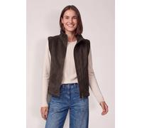 Kurzweste CECIL, Damen, Gr. S (38), braun (truffle braun), Stoff, Vorderseite: 100% Polyester. Rückseite: 100% Polyester, unifarben, comfort fit normal, hoch geschlossener Ausschnitt, Westen, mit Steh