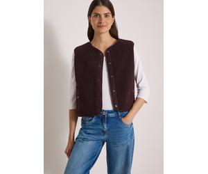 Kurzweste CECIL, Damen, Gr. XXL (46), braun (berry rot), Stoff, 100% Polyester, unifarben, normal normal, Rundhals, Westen, mit durchgehender Knopfleiste vorn (22059962-XXL) berry rot