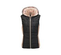 Kurzweste GOLDNER "Kurzgröße Sportive Weste mit vielen Details", Damen, Gr. 22, schwarz (schwarz, beige), Obermaterial: 68% Viskose CV. 27% Polyester PES. 5% Elasthan EL., figurumspielend, Westen, Mit