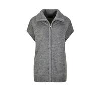 Kurzweste GOLDNER "Melierte Weste mit Reißverschluss", Damen, Gr. 38, grau (grau, melange), Obermaterial: 55% Polyacryl PAN. 35% Polyester PES. 10% Schurwolle WV., Modisch, gerade, Westen, Troyerkrage