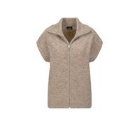 Kurzweste GOLDNER "Melierte Weste mit Reißverschluss", Damen, Gr. 46, beige (taupe), Obermaterial: 76% Polyester PES. 15% Polyamid PA. 6% Schurwolle WV. 3% Elasthan EL., Westen (63658838-46) taupe