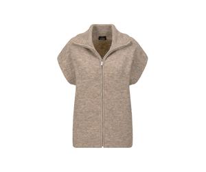 Kurzweste GOLDNER "Melierte Weste mit Reißverschluss", Damen, Gr. 54, beige (taupe), Obermaterial: 76% Polyester PES. 15% Polyamid PA. 6% Schurwolle WV. 3% Elasthan EL., Modisch, Westen, Umlegekragen