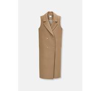 Kurzweste MADELEINE "Longweste mit kuscheligem Fake fur Ärmellose Longweste im Mantel-Look", Damen, Gr. 36, beige (caramel), Obermaterial: 80% Wolle WO. 20% Polyamid PA., Modern, Westen (88360568-36)