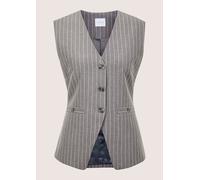 Kurzweste MADELEINE "Weste Elegante Nadelstreifen-Weste mit Knöpfen", Damen, Gr. 44, weiß (graphit, perlweiß, melange), Obermaterial: 95% Polyester PES. 5% Elasthan EL., Modern, Westen, Farblich abges