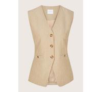 Kurzweste MADELEINE "Weste Leicht gefütterte Damenweste mit V-Ausschnitt", Damen, Gr. 44, beige (beige, melange), Obermaterial: 82% Polyester PES. 10% Viskose CV. 8% Elasthan EL., Modern, schmal, V-Au