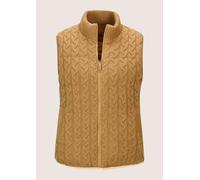 Kurzweste MADELEINE "Weste Strickweste mit Zopfmuster", Damen, Gr. 42, beige (caramel), Obermaterial: 100% Polyester PES., Modern, Westen, Wendeweste (61196228-42) caramel