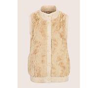 Kurzweste MADELEINE "Weste Webpelz-Weste mit Stehkragen", Damen, Gr. 42, beige, melange, Modern, regular fit, hoch geschlossener Ausschnitt, Westen (38141349-42) beige, melange