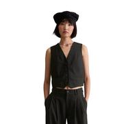 Kurzweste MARC O'POLO DENIM "mit Glitzergarn", Damen, Gr. XS, schwarz, Obermaterial: 62% Polyester, 33% Viskose, 3% Elasthan, 1% Polyamid, 1% Metall; Futter: 100% Viskose, gestreift, regular fit, West