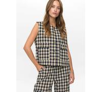 Kurzweste NÜMPH "Nümph Vest NUCHIKKA", Damen, Gr. 42, schwarz sapphire, Obermaterial: 90% Baumwolle, 10% Leinen, Westen (52787610-42) schwarz sapphire