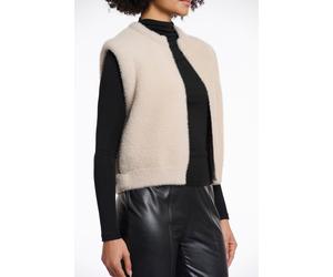 Kurzweste RINO & PELLE "ELONA", Damen, Gr. S (36), grau (stone), Bouclé, Obermaterial: 59% Polyamid, 26% Polyester, 15% Viskose, unifarben, regular fit taillenbedeckt, Westen, mit Bündchen (60905657-S