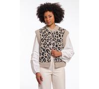 Kurzweste RINO & PELLE "ELONA", Damen, Gr. XL (42), desert leopard, Bouclé, Obermaterial: 47% Polyamid, 28% Viskose, 25% Polyester, regular fit taillenbedeckt, Westen, mit Bündchen (59804638-XL) deser