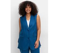 Kurzweste SHEEGO, Damen, Gr. 46, blau (blaubeere), 55% Leinen, 45% Viskose, unifarben, Westen (18574668-46) blaubeere