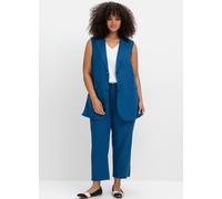 Kurzweste SHEEGO, Damen, Gr. 58, blau (blaubeere), 55% Leinen, 45% Viskose, unifarben, Westen (18574668-58) blaubeere