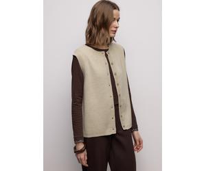 Kurzweste STREET ONE, Damen, Gr. 34, cotton beige meliert, Stoff, 30% Polyester, 29% Polyacryl, 21% Viskose, 20% Nylon, unifarben, normal normal, Rundhals, Westen, Grobstrick (97551758-34) cotton beig