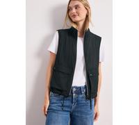 Kurzweste STREET ONE, Damen, Gr. 36, schwarz (deep bound grün), Stoff, 65% Viskose, 35% Nylon, unifarben, regular fit normal, ohne Ausschnitt, Westen, mit Stehkragen (26578847-36) deep bound grün