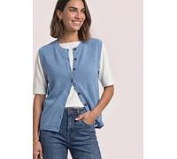 Kurzweste STREET ONE, Damen, Gr. 38, blau (northern blau meliert), Grobstrick, 30% Polyester, 29% Polyacryl, 21% Viskose, 20% Polyamid, unifarben, regular fit normal, Rundhals, Westen, in Unifarbe (13