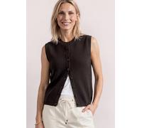 Kurzweste STREET ONE, Damen, Gr. 38, braun (schwarz coffee), Grobstrick, 30% Polyester, 29% Polyacryl, 21% Viskose, 20% Polyamid, unifarben, regular fit normal, Rundhals, Westen, in Unifarbe (74559043