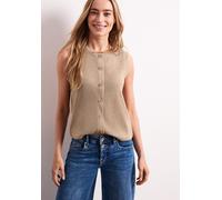Kurzweste STREET ONE, Damen, Gr. 40, timeless beige, Stoff, 53% Polyester, 46% Viskose, 1% metallisierte Fasern, unifarben, comfort fit normal, Rundhals, Westen (46848432-40) timeless beige