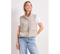 Kurzweste STREET ONE, Damen, Gr. 42, beige (clay sand), Feinstrick;Stoff, 65% Viskose, 35% Nylon, unifarben, regular fit normal, ohne Ausschnitt, Westen, mit Stehkragen (92058412-42) clay sand