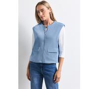 Kurzweste STREET ONE, Damen, Gr. 42, blau (northern blau), Stoff, 98% Polyester, 2% Elasthan, unifarben, normal normal, Rundhals, Westen, mit aufgenähten Taschen (45964404-42) northern blau