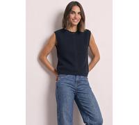 Kurzweste STREET ONE, Damen, Gr. 42, schwarzest blau, Grobstrick;Stoff;Feinstrick, 30% Polyester, 29% Polyacryl, 21% Viskose, 20% Polyamid, unifarben, regular fit normal, Rundhals, Westen, aus softem