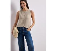 Kurzweste STREET ONE, Damen, Gr. 42, clay sand, Stoff, 71% Polyester, 26% Viskose, 3% Elasthan, unifarben, comfort fit normal, Rundhals, Westen (55520867-42) clay sand